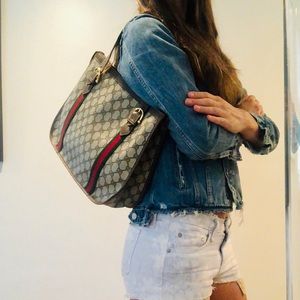 Auth Gucci vintage Bag GG Print!!!!